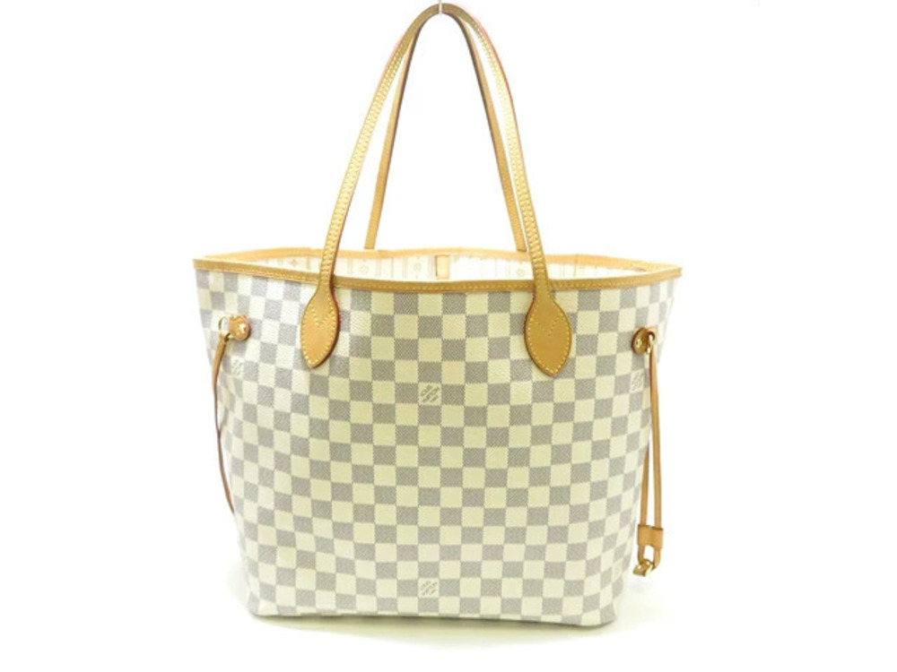 LOUIS VUITTON Neverfull Tote Bag Damier Azur White HU